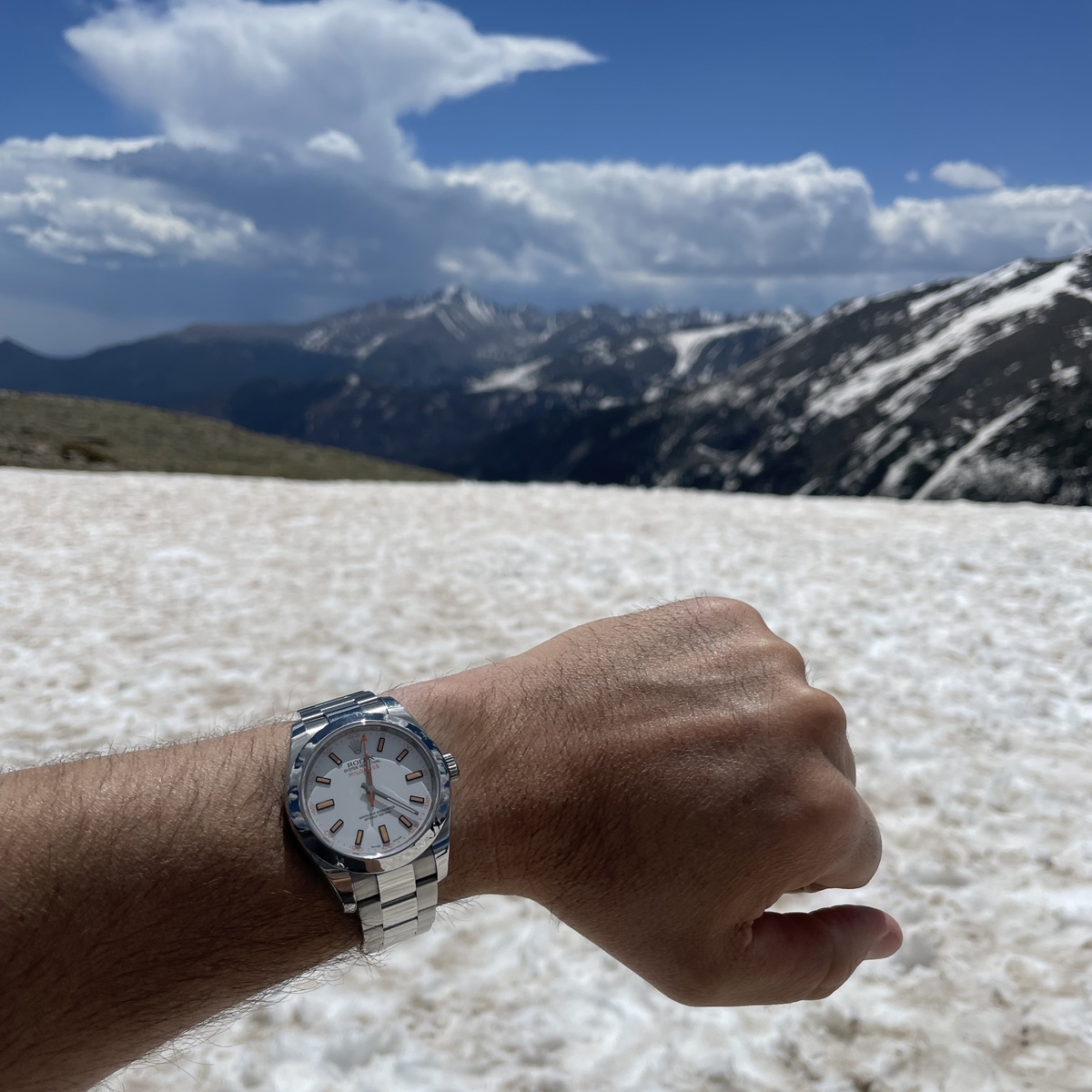 Rolex Milgauss White With Snow and Mountains