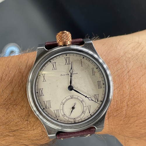 South Bend Watch Company Model 1 1920 Grade 429 Top Crown, grungy dial and unique hands