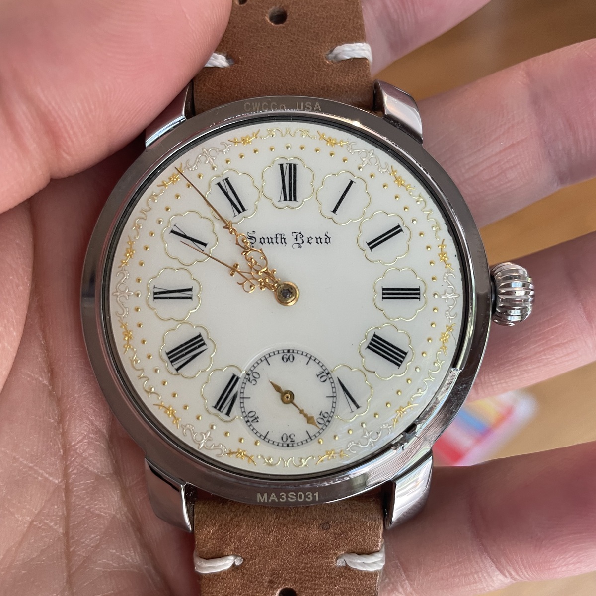 South Bend Watch Company Model 2 1910 Fancy Dial w/ Fancy Hands Front without Crystal
